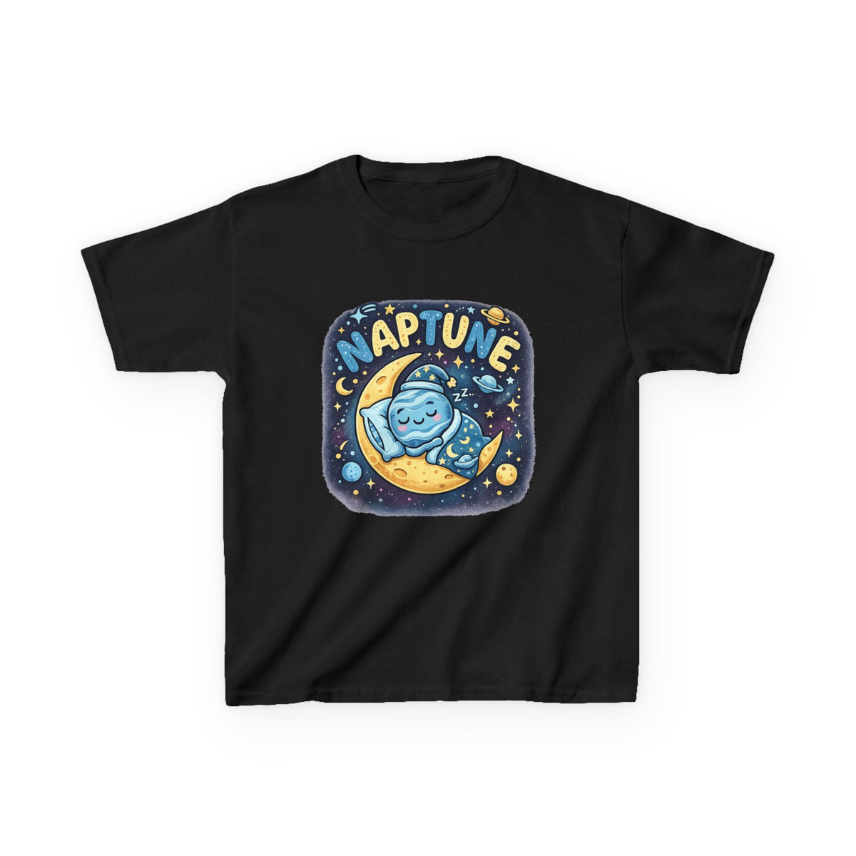 Kids Tee — Cute 'Naptune' Sleeping Planet Graphic