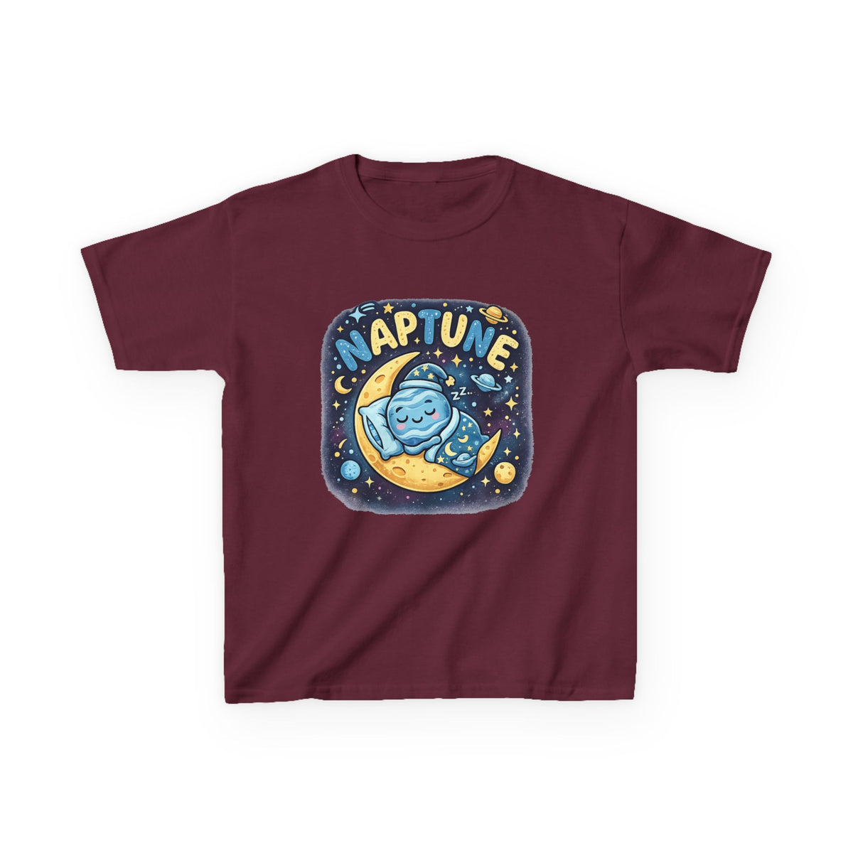 Kids Tee — Cute 'Naptune' Sleeping Planet Graphic