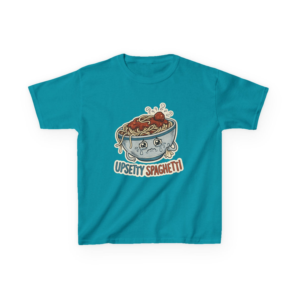 Kids T-Shirt — 'Upsetty Spaghetti' Cute Cartoon Spaghetti Bowl Tee