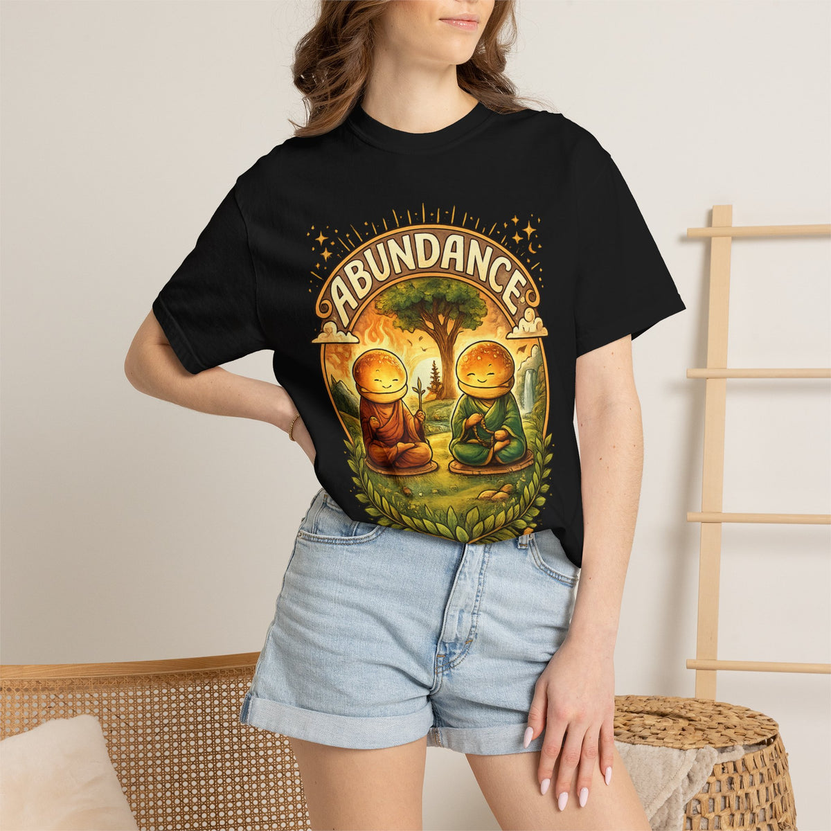 Abundance Buddha T-Shirt — Peaceful Meditation Graphic Tee