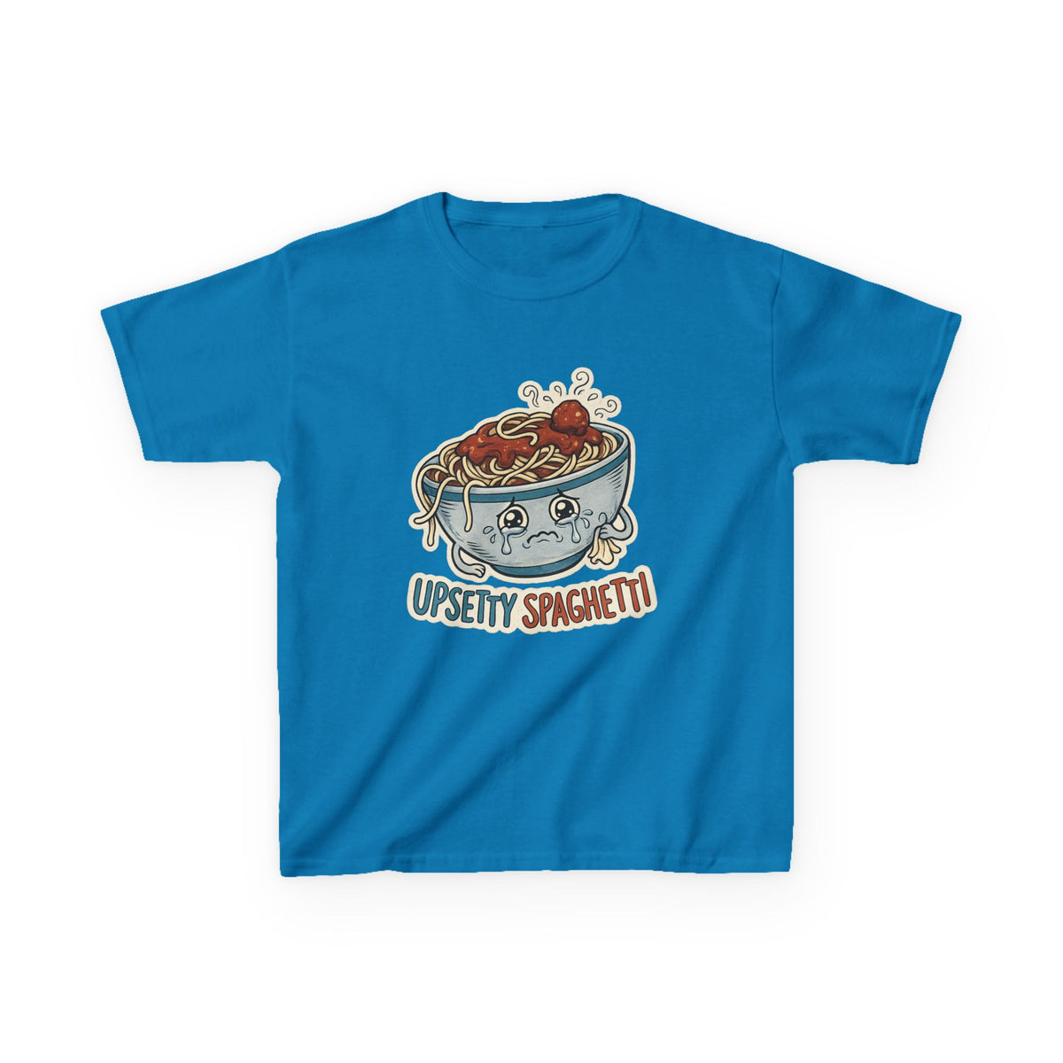 Kids T-Shirt — 'Upsetty Spaghetti' Cute Cartoon Spaghetti Bowl Tee