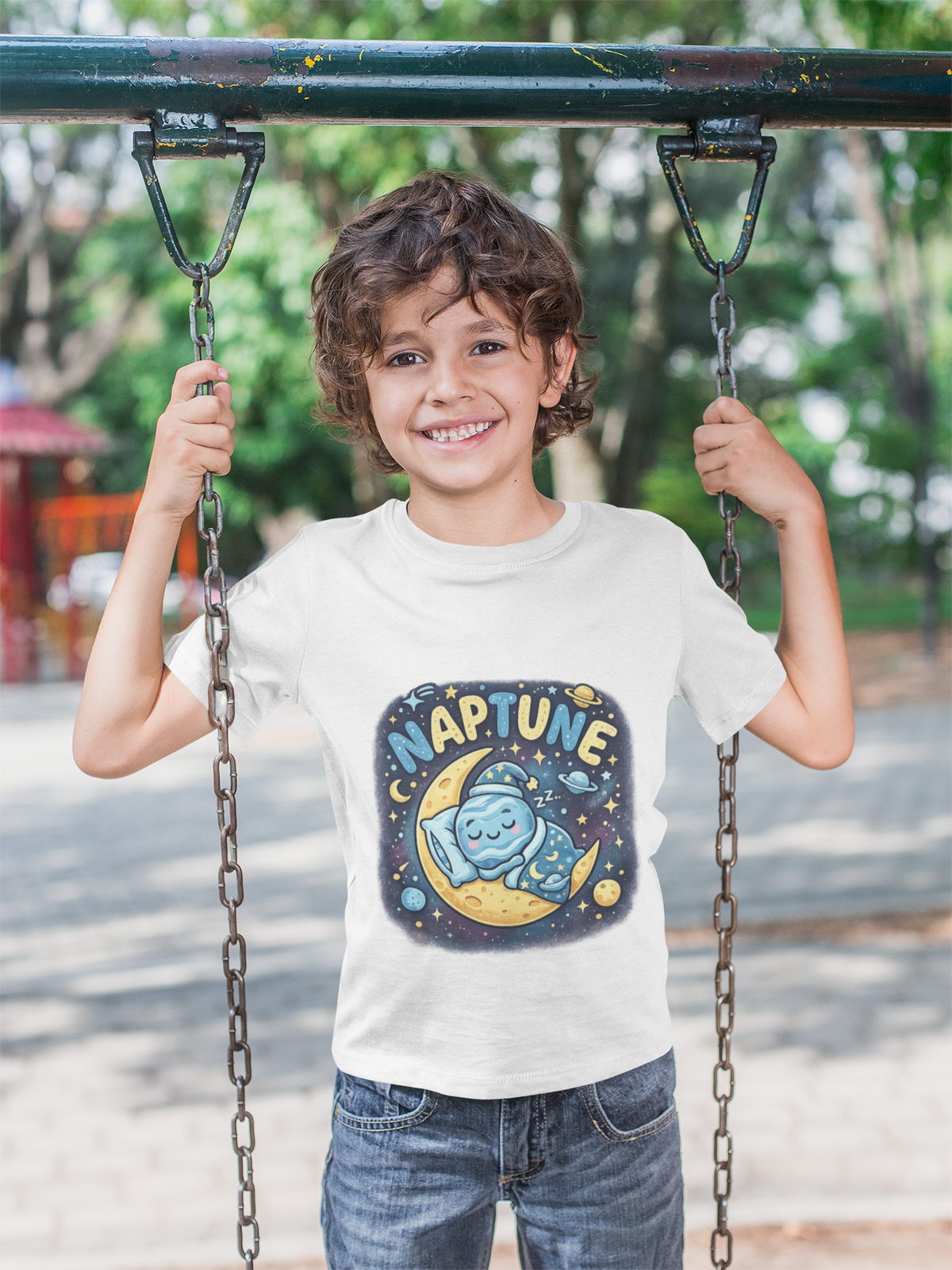 Kids Tee — Cute 'Naptune' Sleeping Planet Graphic
