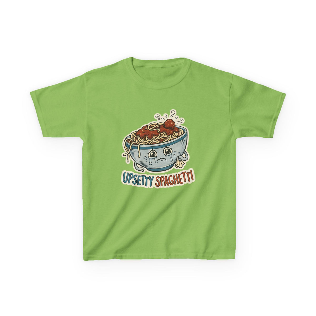 Kids T-Shirt — 'Upsetty Spaghetti' Cute Cartoon Spaghetti Bowl Tee