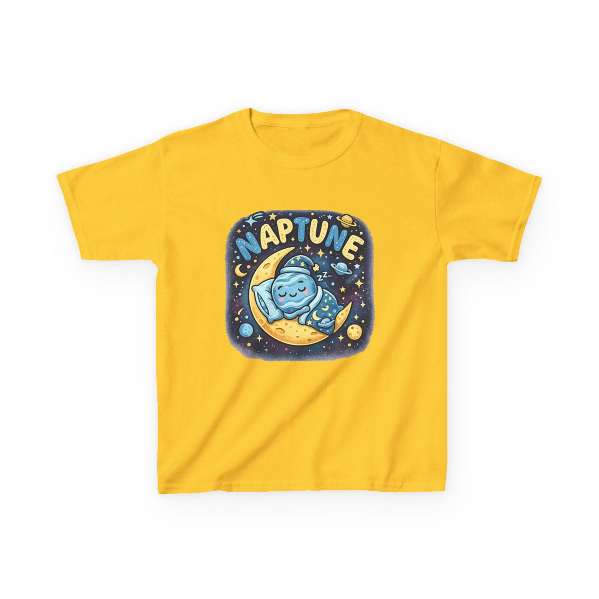 Kids Tee — Cute 'Naptune' Sleeping Planet Graphic