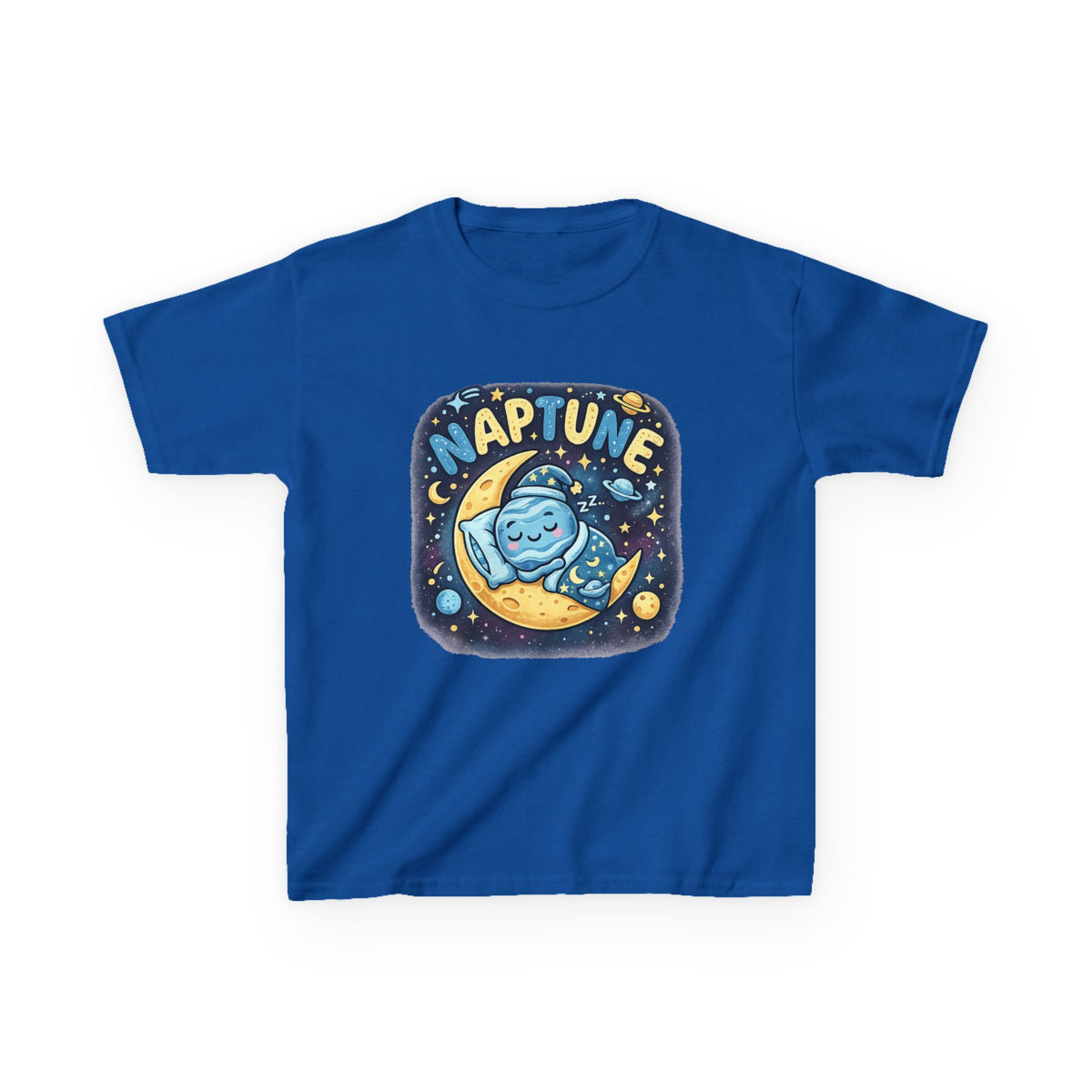 Kids Tee — Cute 'Naptune' Sleeping Planet Graphic