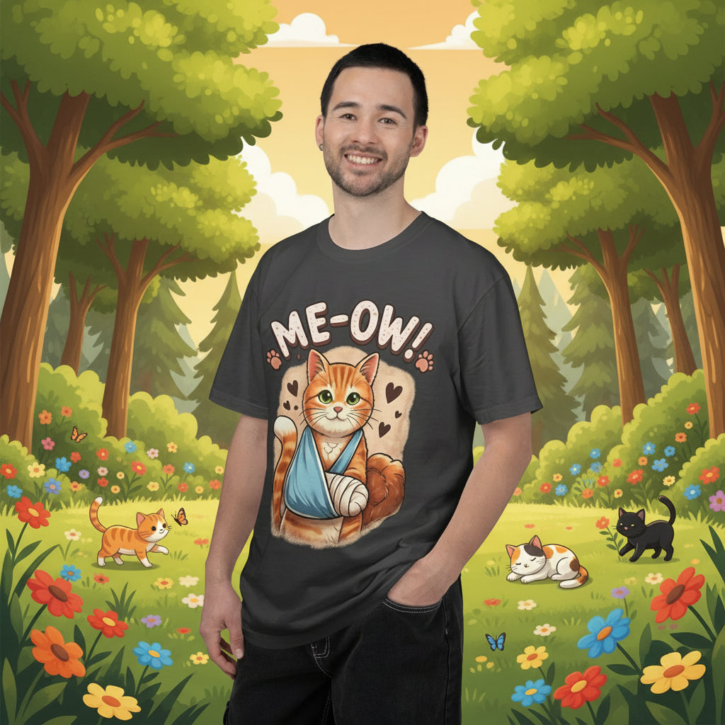 Injured Cat 'ME-OW!' Cute Graphic T-Shirt