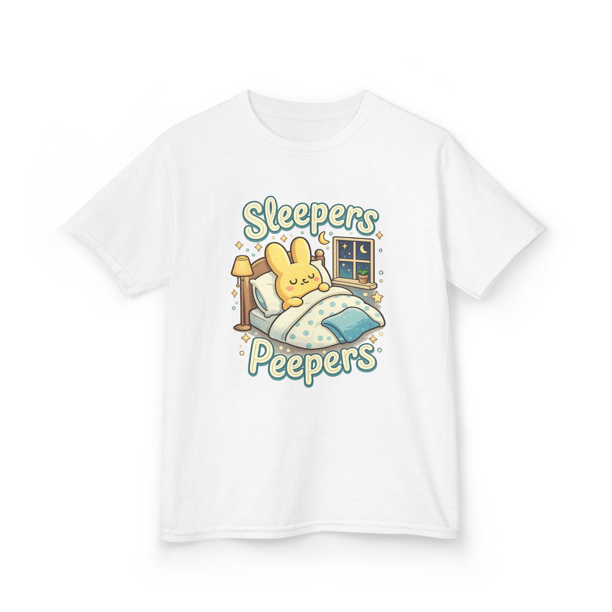 Kids Tee | "Sleepers & Peepers" Cute Bunny Bedtime Graphic Shirt