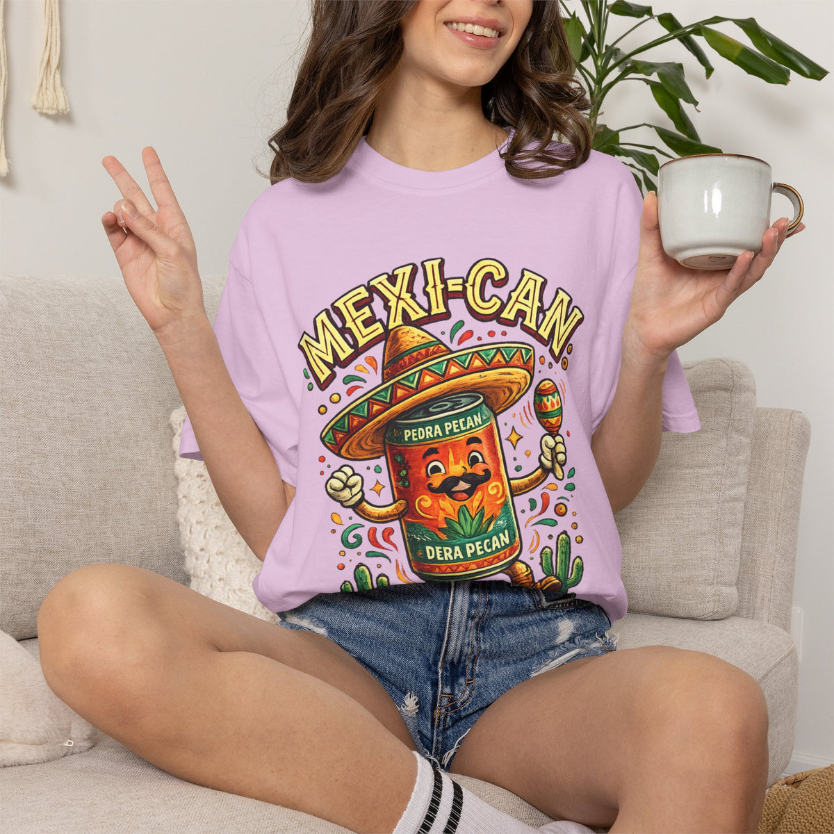 Mexi-Can Vintage Graphic Tee - Funny Mexican Sombrero & Maraca T-Shirt