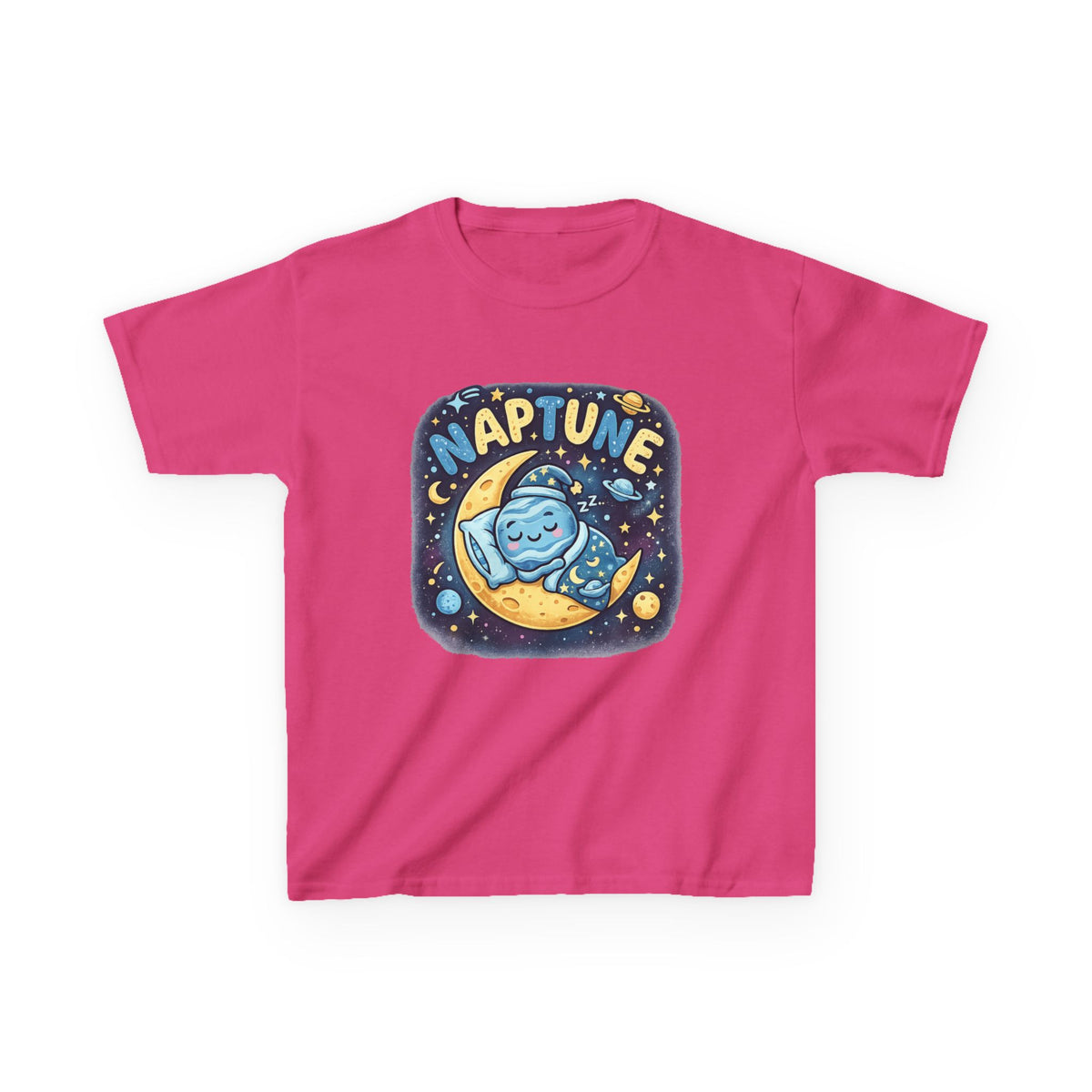 Kids Tee — Cute 'Naptune' Sleeping Planet Graphic