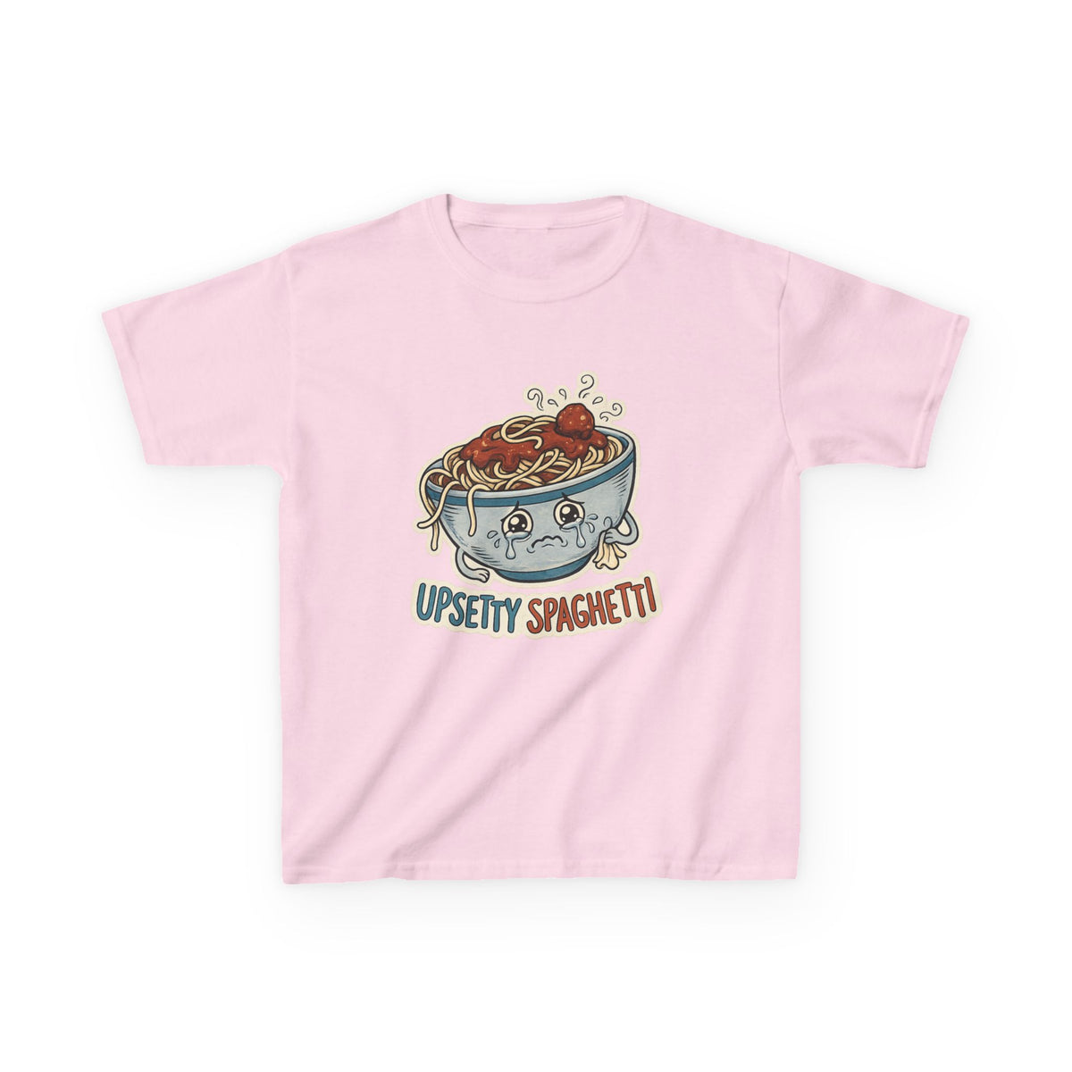 Kids T-Shirt — 'Upsetty Spaghetti' Cute Cartoon Spaghetti Bowl Tee