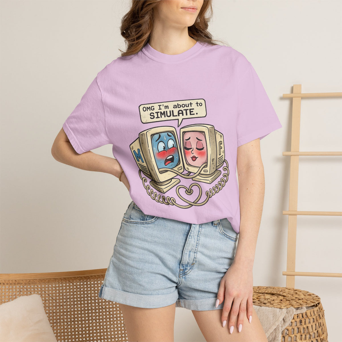 Retro Computer Love T-Shirt — “OMG I’m About to SIMULATE” Cute Vintage Tech Tee