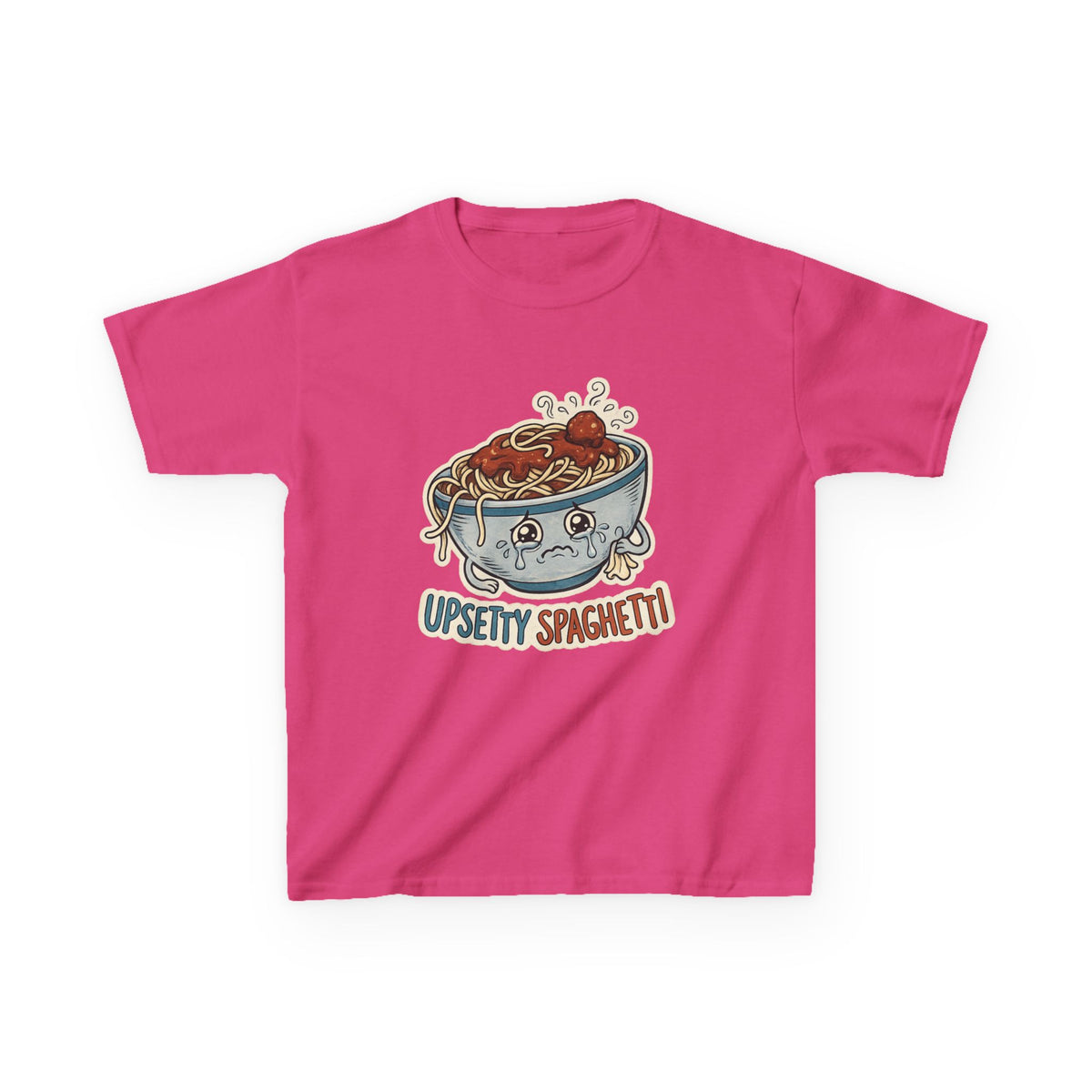 Kids T-Shirt — 'Upsetty Spaghetti' Cute Cartoon Spaghetti Bowl Tee