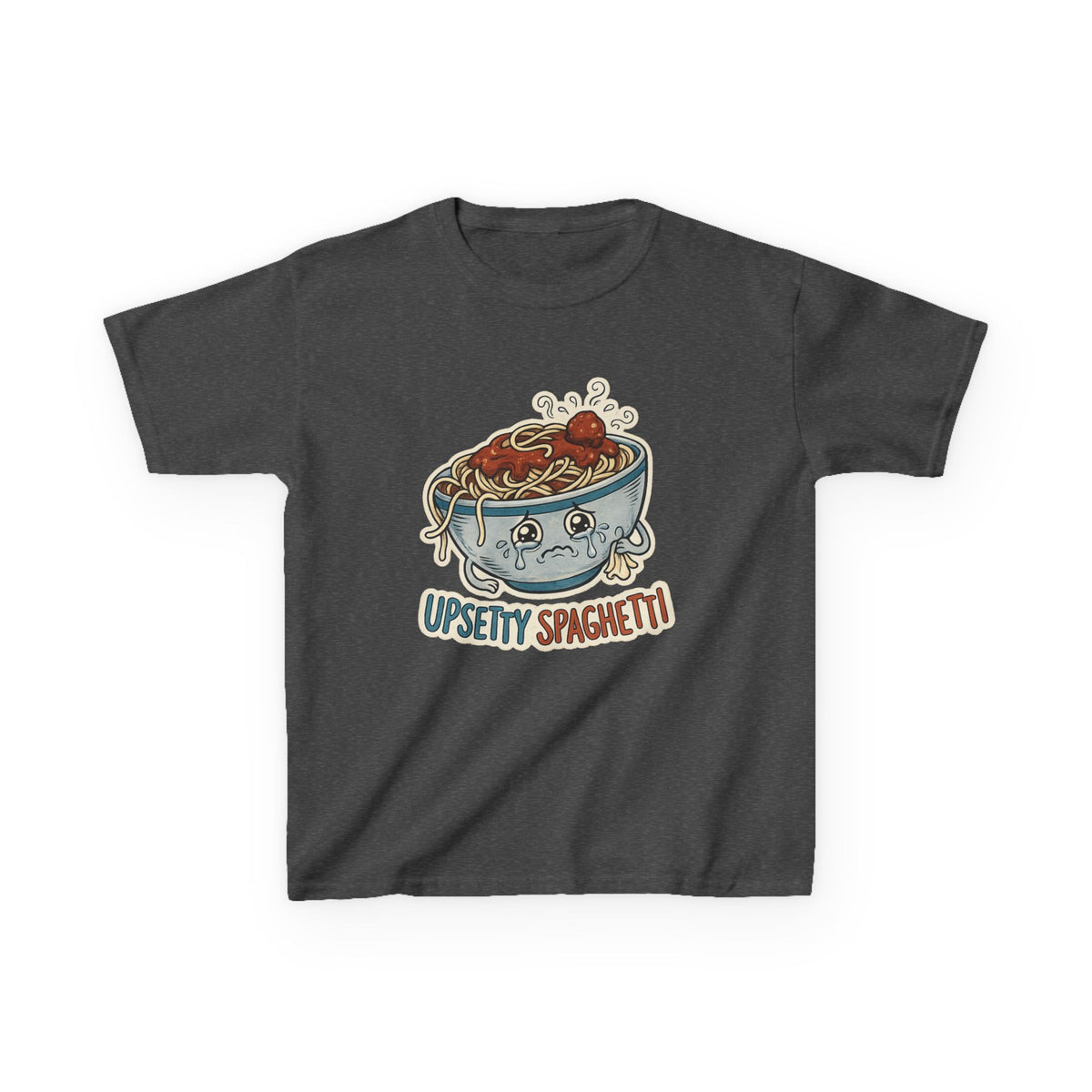 Kids T-Shirt — 'Upsetty Spaghetti' Cute Cartoon Spaghetti Bowl Tee