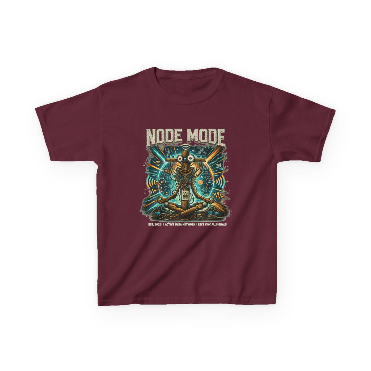 Kids 'Node Mode' Robot Graphic Tee | Retro Sci‑Fi Tech Shirt for Children