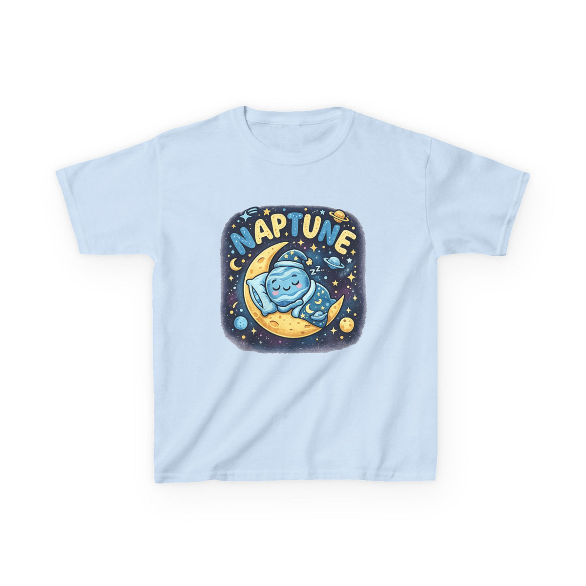 Kids Tee — Cute 'Naptune' Sleeping Planet Graphic