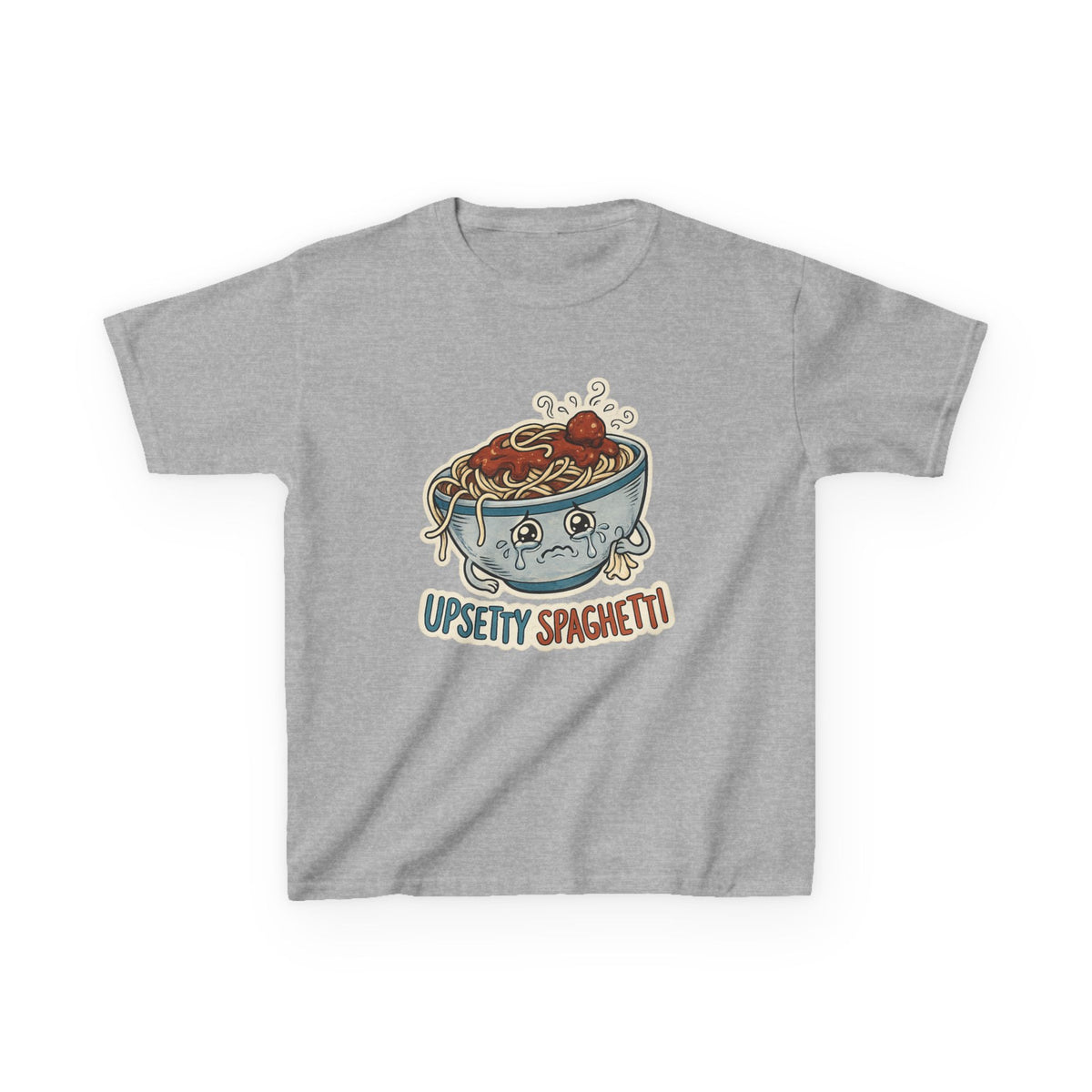 Kids T-Shirt — 'Upsetty Spaghetti' Cute Cartoon Spaghetti Bowl Tee