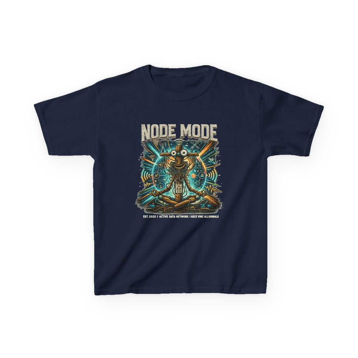 Kids 'Node Mode' Robot Graphic Tee | Retro Sci‑Fi Tech Shirt for Children
