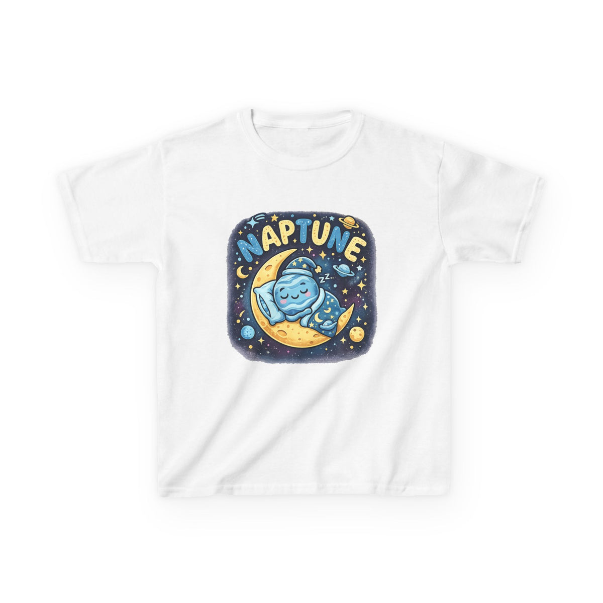 Kids Tee — Cute 'Naptune' Sleeping Planet Graphic