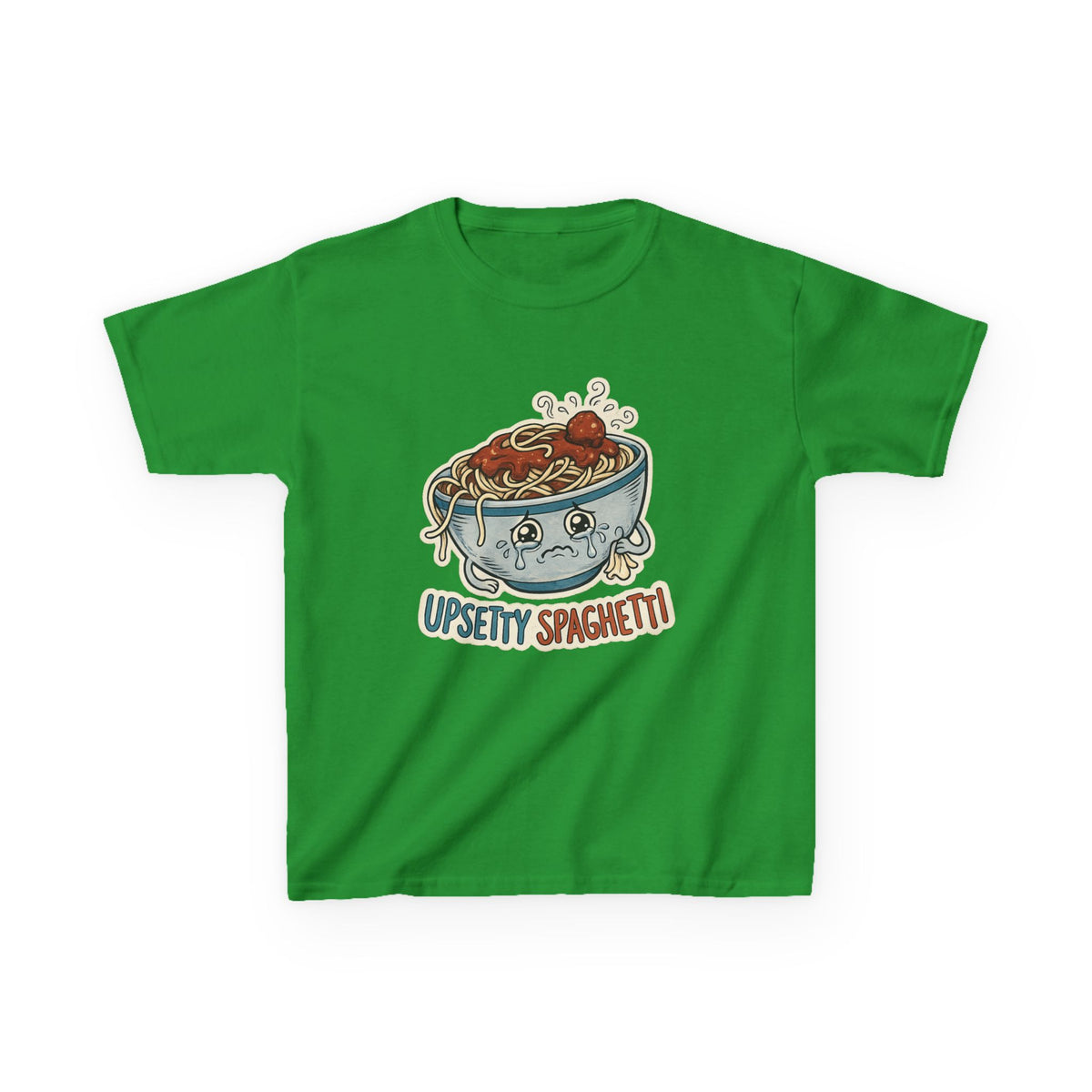 Kids T-Shirt — 'Upsetty Spaghetti' Cute Cartoon Spaghetti Bowl Tee